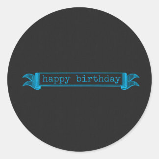 Happy Birthday Blue chalkboard Classic Round Sticker