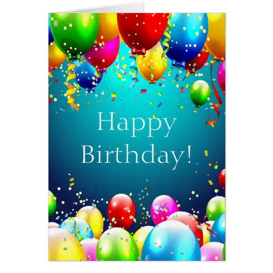 Happy Birthday - Blue Colored Balloons - Customize Card | Zazzle.com