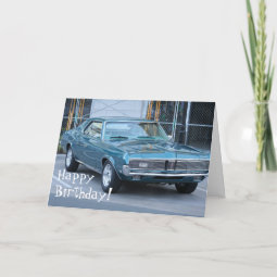 Happy Birthday Blue Cougar Automobile card | Zazzle