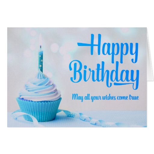 Happy Birthday Blue Cupcake Greeting Card | Zazzle