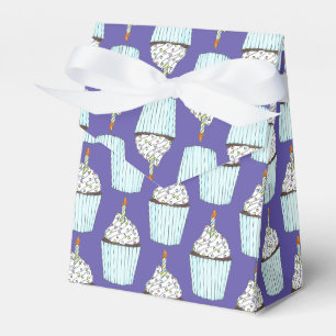 Happy Birthday Blue Cupcake Sprinkles Frosting Favor Boxes
