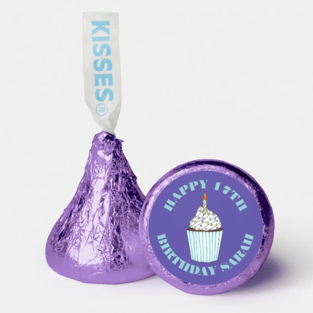 Happy Birthday Blue Cupcake Sprinkles Frosting Hershey®'s Kisses® (Front)