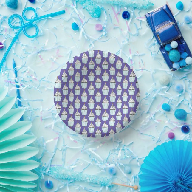 Happy Birthday Blue Cupcake Sprinkles Frosting Paper Bowls (Party)