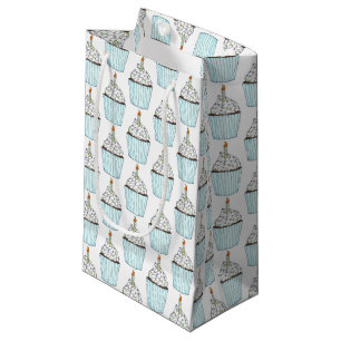 Happy Birthday Blue Cupcake Sprinkles Frosting Small Gift Bag