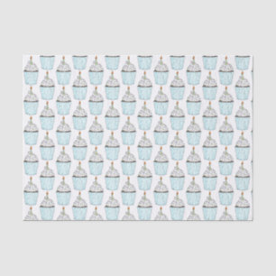 Happy Birthday Blue Cupcake Sprinkles Frosting Tissue Paper