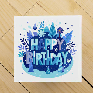 Happy Birthday-Blue Floral Celebration Wine Box