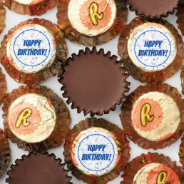 Happy Birthday Blue Gray Splatter Reese&#39;s Peanut Butter Cups