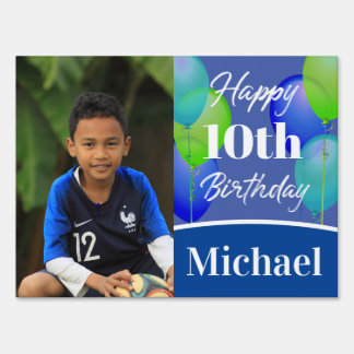 Happy Birthday Blue Green Balloons Outdoor Yard Sign