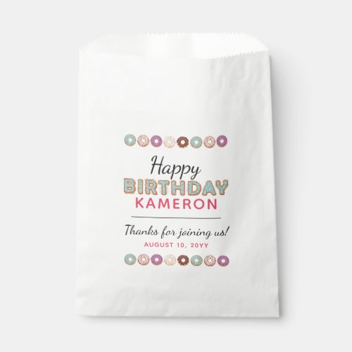 HAPPY BIRTHDAY Blue Iced Donuts Custom Name Party Favor Bag