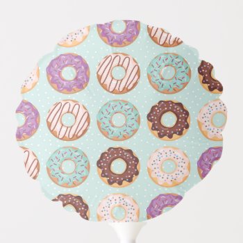 Happy Birthday Blue Iced Donuts Sprinkles Pattern Balloon by CyanSkyCelebrations at Zazzle