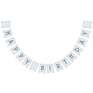 Happy Birthday Blue Irregular Stripes Bunting Flags