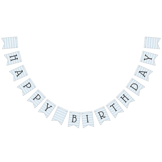 Happy Birthday Blue Irregular Stripes Bunting Flags (All)