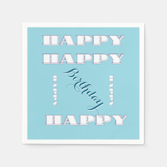 HAPPY Birthday Blue     Napkins (Front)