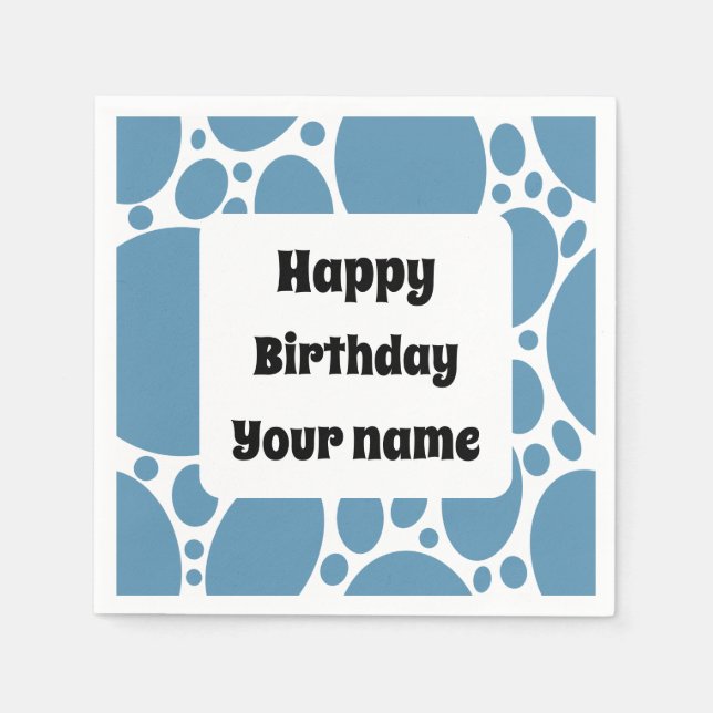 Happy birthday, blue pattern  napkins (Front)