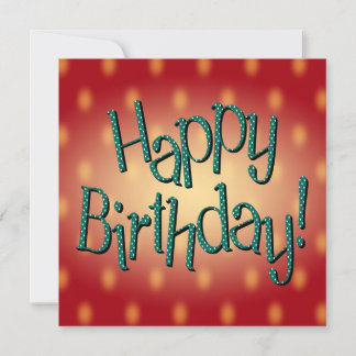 Happy Birthday Blue Polka Dot Text Red Bkgrd Invitation