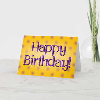 Happy Birthday Blue Polka Dot Text Yellow Bkgrd Card