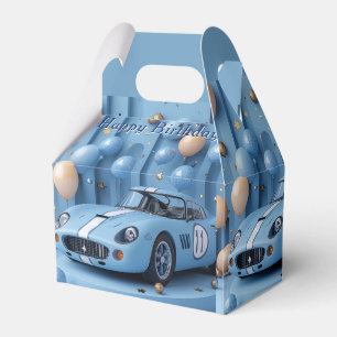 Happy Birthday Blue Race Car Balloons Favor Boxes