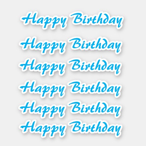 Happy Birthday Blue Simple Minimalist Typography Sticker