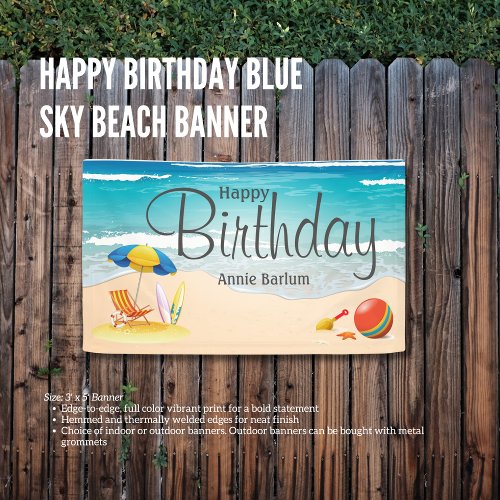 Happy Birthday Blue Sky Beach Banner