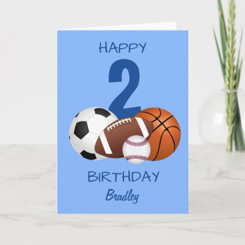 Happy Birthday Blue Sports Kids Card