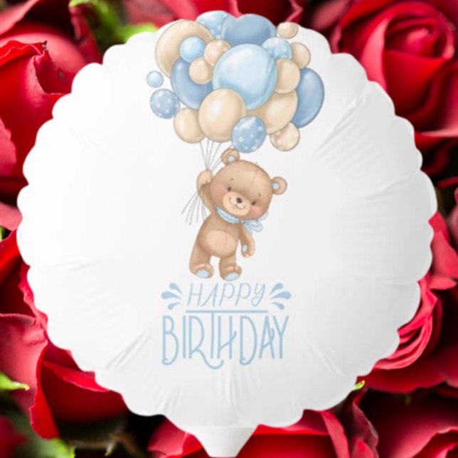 Happy Birthday blue teddy balloon boy   (Celebrate a special boy’s birthday with an adorable teddy bear and blue balloons)