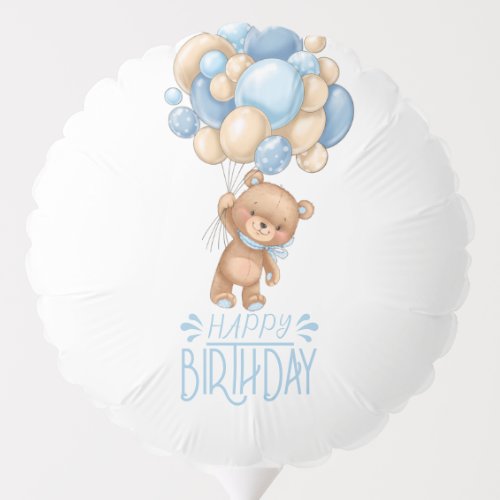 Happy Birthday blue teddy balloon boy  