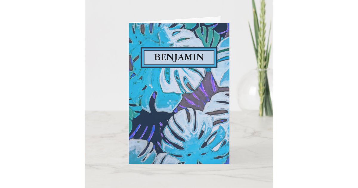 Happy Birthday Blue Watercolor Botanical Custom Card | Zazzle