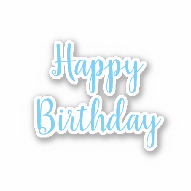 Happy Birthday Blue White Trendy Cool Simple Sticker (Front)