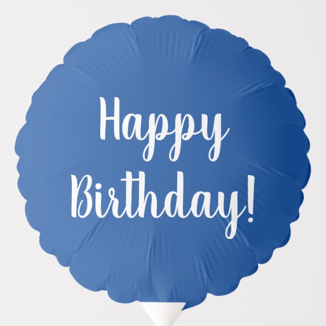 Happy Birthday Blue White Typography Party Balloon (Front)