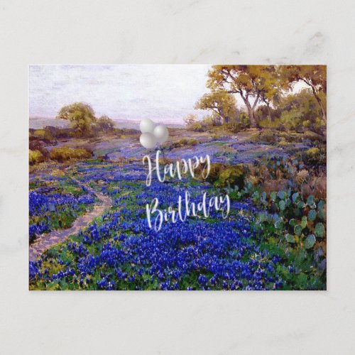 Happy Birthday _ Bluebonnets at Twilight Postcard