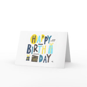 Happy Birthday Blues & Yellows Card