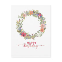 Happy Birthday Blumenkranz Aquarell