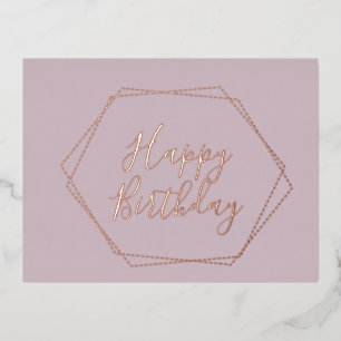 Happy Birthday Blush Frame Pink Foil Pressed Card
