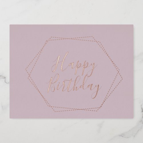 Happy Birthday Blush Frame Pink Foil Pressed Card