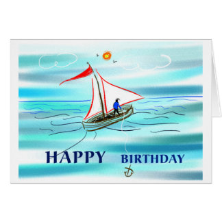 Sail Boat Happy Birthday Greeting Cards | Zazzle