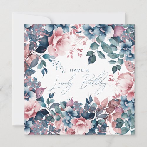 Happy Birthday Bohemian Blue Garden Floral Card