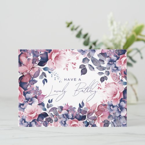 Happy Birthday Bohemian Purple Garden Floral Card