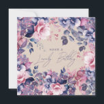Happy Birthday Boho Purple Garden Floral Champagne Card<br><div class="desc">A modern and beautiful birthday card featuring a romantic garden floral design. Perfect for any age birthday.</div>