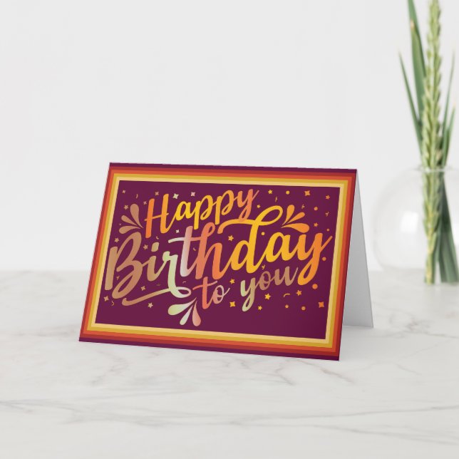 Happy Birthday boho retro colors Card (Front)
