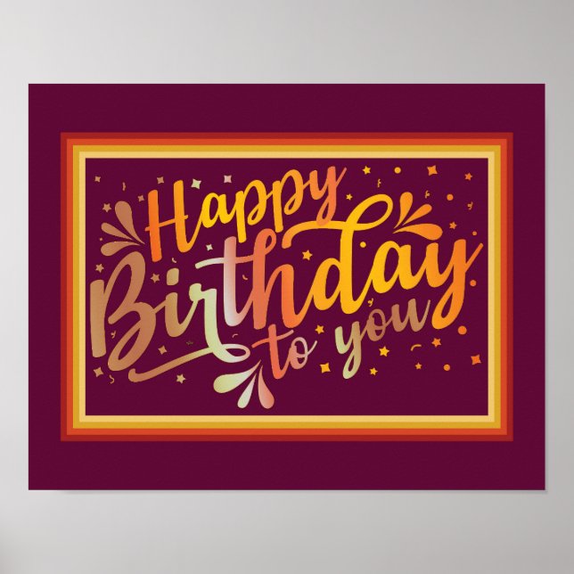 Happy Birthday boho retro colors  Poster (Front)