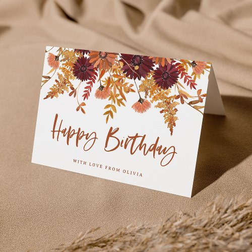 Happy Birthday  Boho Wildflowers with Photo Card