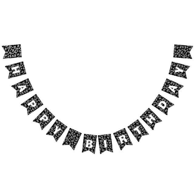 Happy Birthday Bold Black And White 90th Birthday Bunting Flags (All)