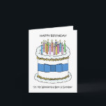 Happy Birthday Bonus Brother Card<br><div class="desc">A large white birthday cake decorated with lit candles and a blue bow around it. The words 'Happy birthday to my wonderful bonus brother' accompany the image.</div>