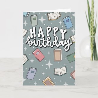 Happy Birthday Books and Stars Card