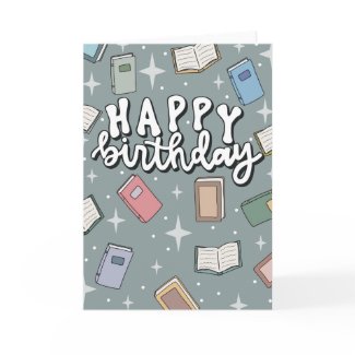 Happy Birthday Books and Stars Card