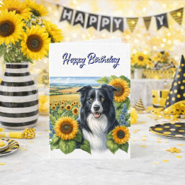 Happy Birthday Border Collie  Card