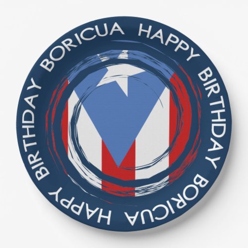 Happy Birthday Boricua Puerto Rico Flag Paper Plates
