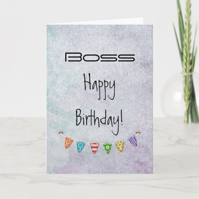 Happy Birthday Boss - Fr. All of us - Grunge/Flags Card (Front)