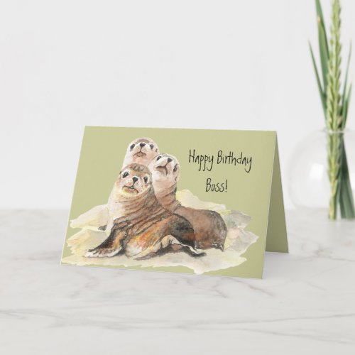 Happy Birthday Boss from Group of Cute Seals Card