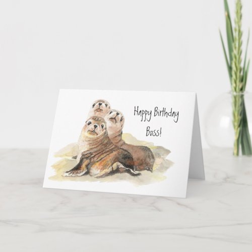 Happy Birthday Boss from Group of Cute Seals Card